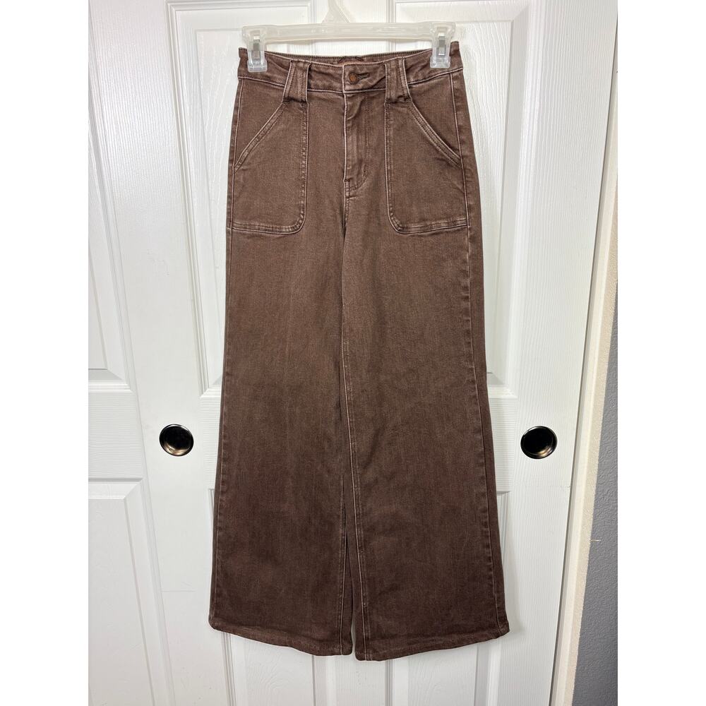 Judy Blue Box of Chocolates Retro Wide Jeans High Rise Brown Size 0/24 Stretch - Picture 3 of 16